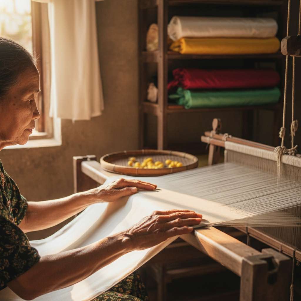Dệt lụa truyền thống tại Làng Nha Xá