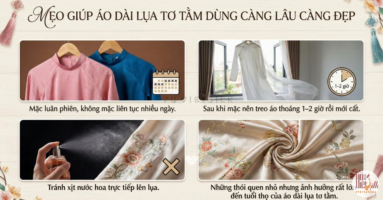 Phụ nữ Việt Nam choàng khăn lụa tơ tằm màu ngọc trai